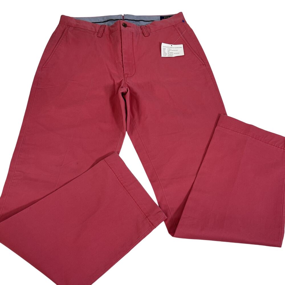 Polo Ralph Lauren Pants Suffield Mens 32x30 Red Coral Classic Fit Stretch Chino‎